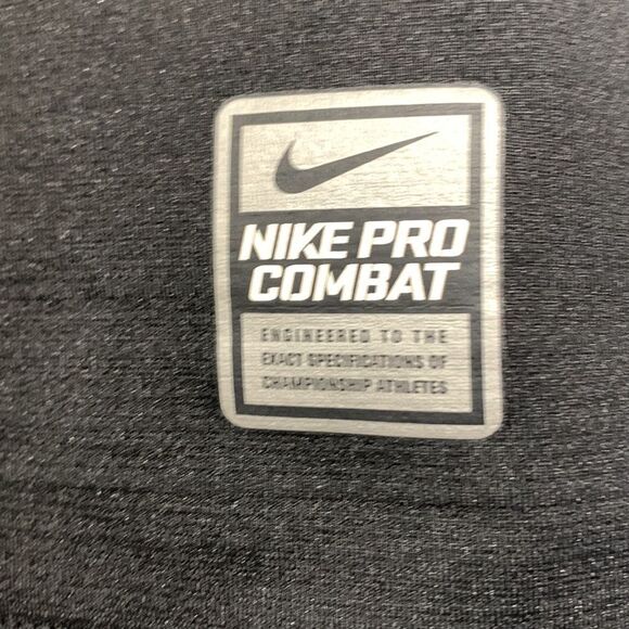 NIKE Pro Combat Hyperwarm Compression Dri-Fit long sleeve shirt silver logo sz L - Picture 3 of 12